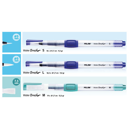 Milan Refillable Water Brushes Set of 3