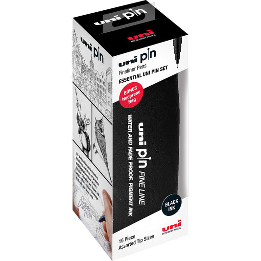 Uni Pin Essentials Set Includes Bag - Pack Of 15