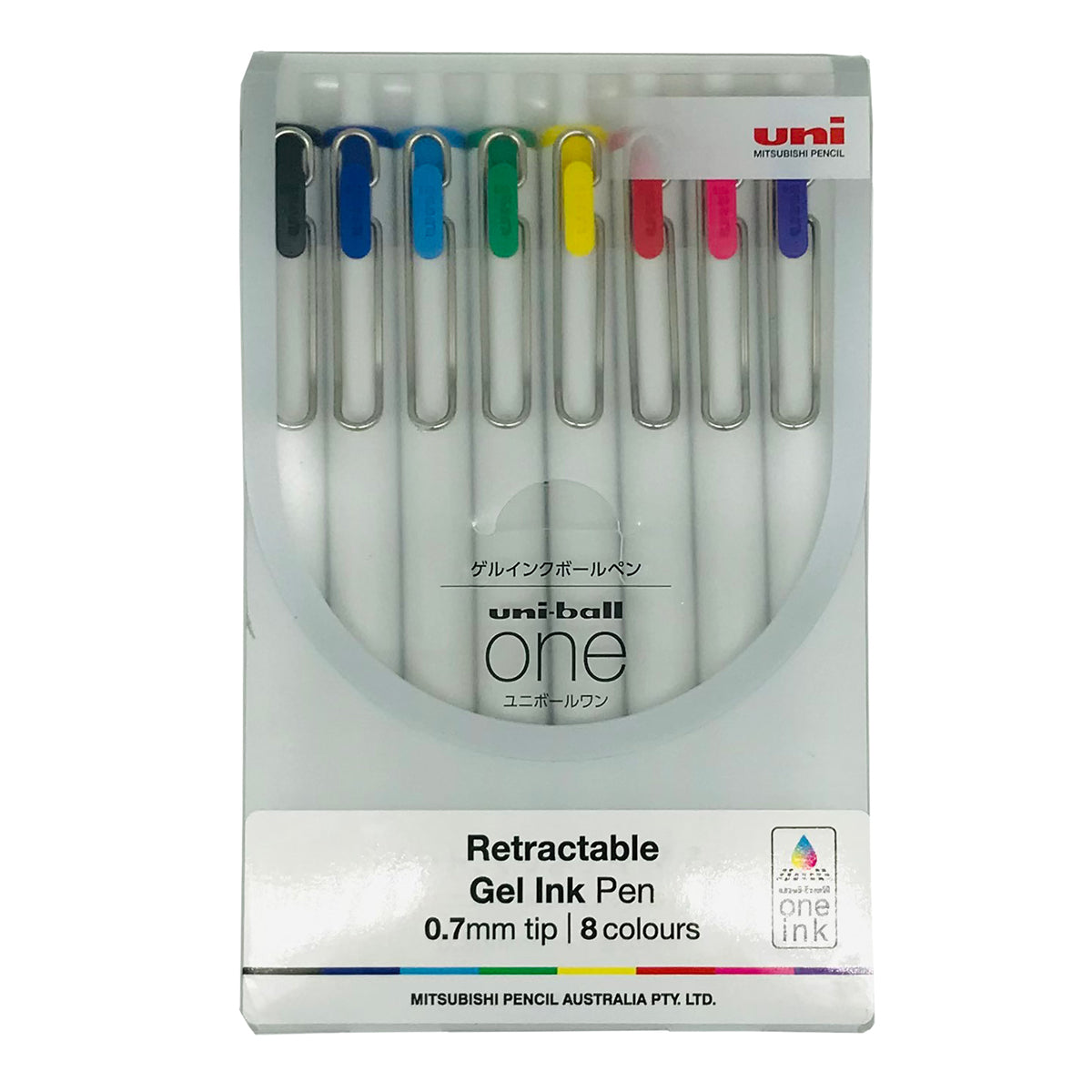 Uni One 0.7mm Gel Ink Rollerball Pens Assorted Set of 8