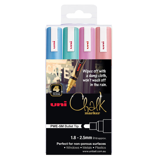 Uni 1.8-2.5mm Bullet Tip Metallic Chalk Markers