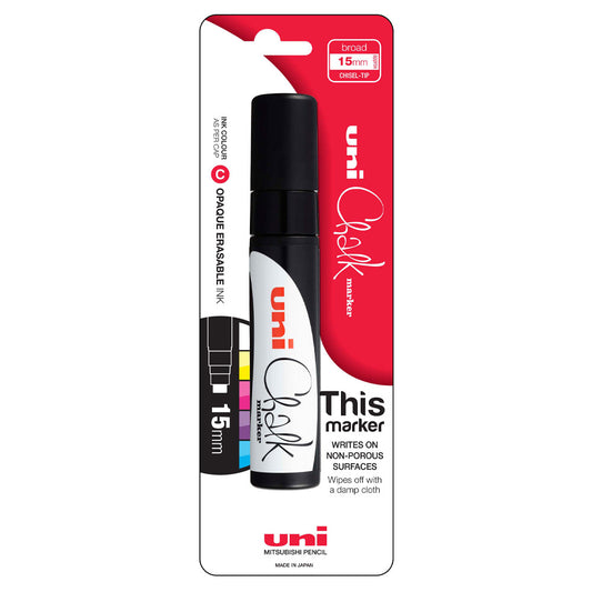 Uni 15.0mm Chisel Tip Black Chalk Marker