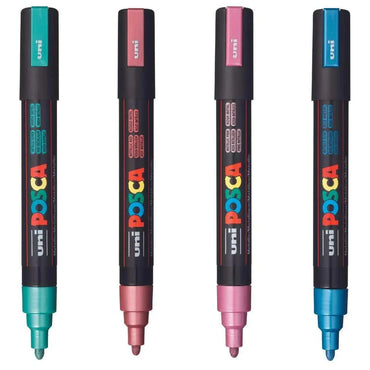Uni Posca PC-5M 1.8-2.5mm Medium Bullet Tip Metallic Markers Set Of 4