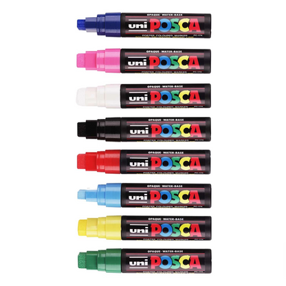 Uni Posca PC-17K 15.0mm Extra-Broad Chisel Assorted Markers Set of 8
