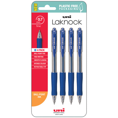 Uni Laknock 0.7mm Fine Retractable Pens Set of 4