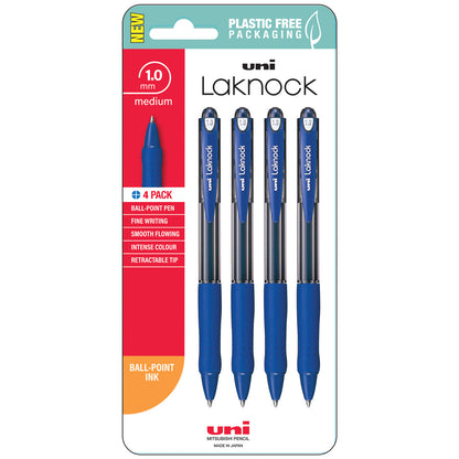 Uni Laknock 1.0mm Medium Retractable Pens Set of 4