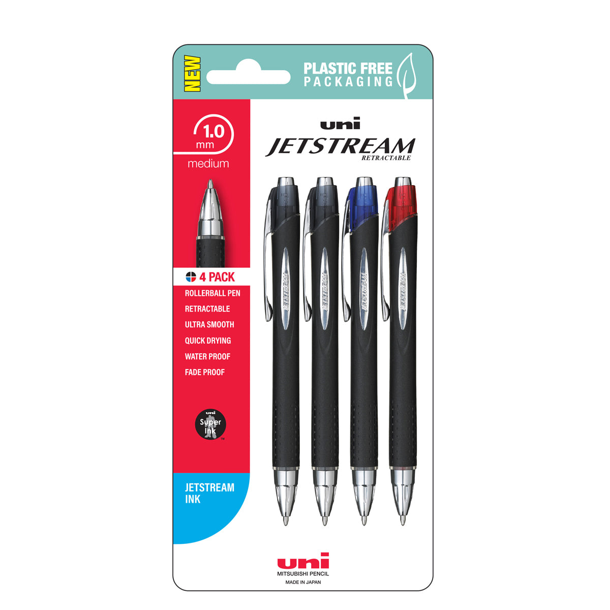 Uni Jetstream 1.0mm Medium Retractable Pens Assorted Set of 4
