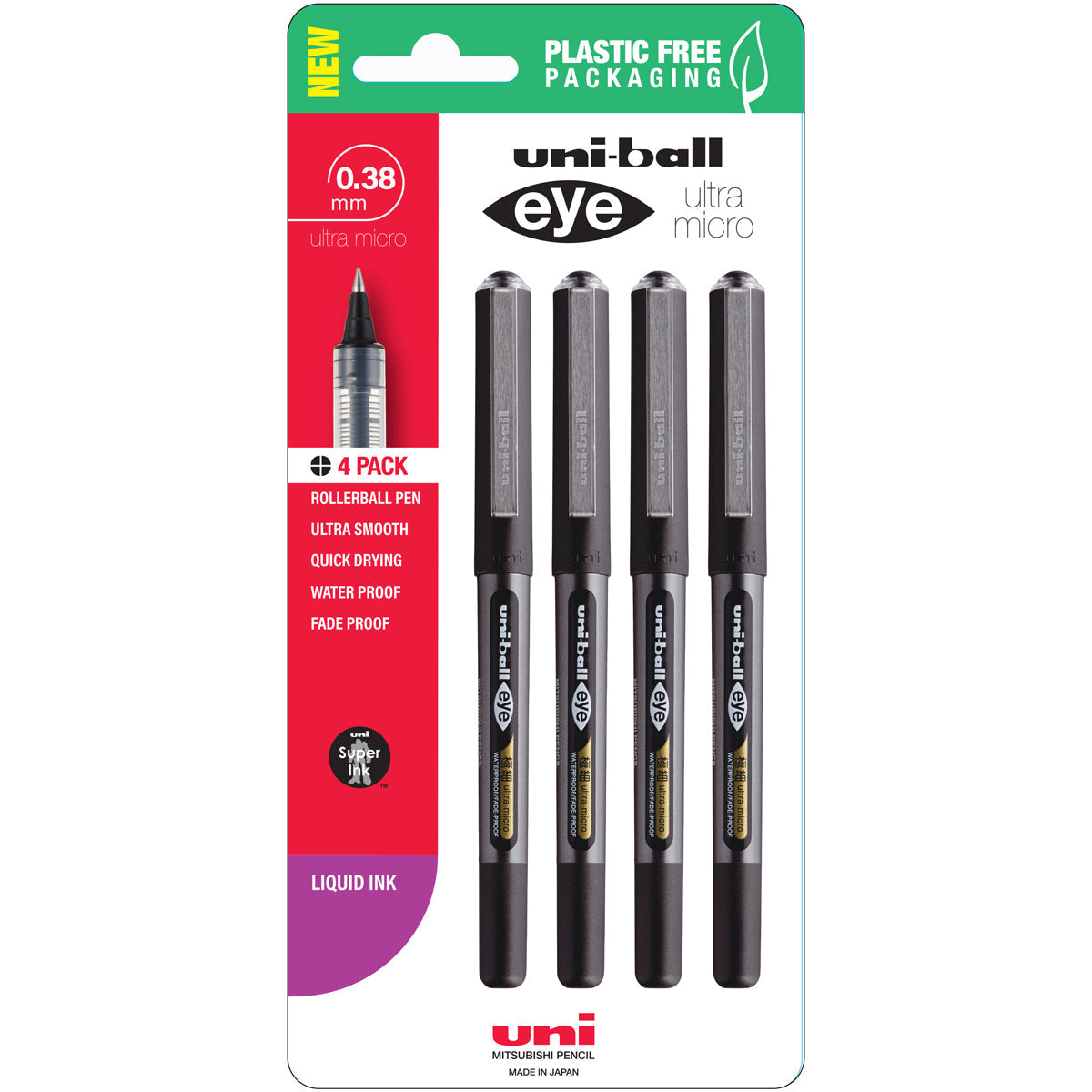 Uni Eye 0.38mm Ultra Micro Capped Pens Set of 4