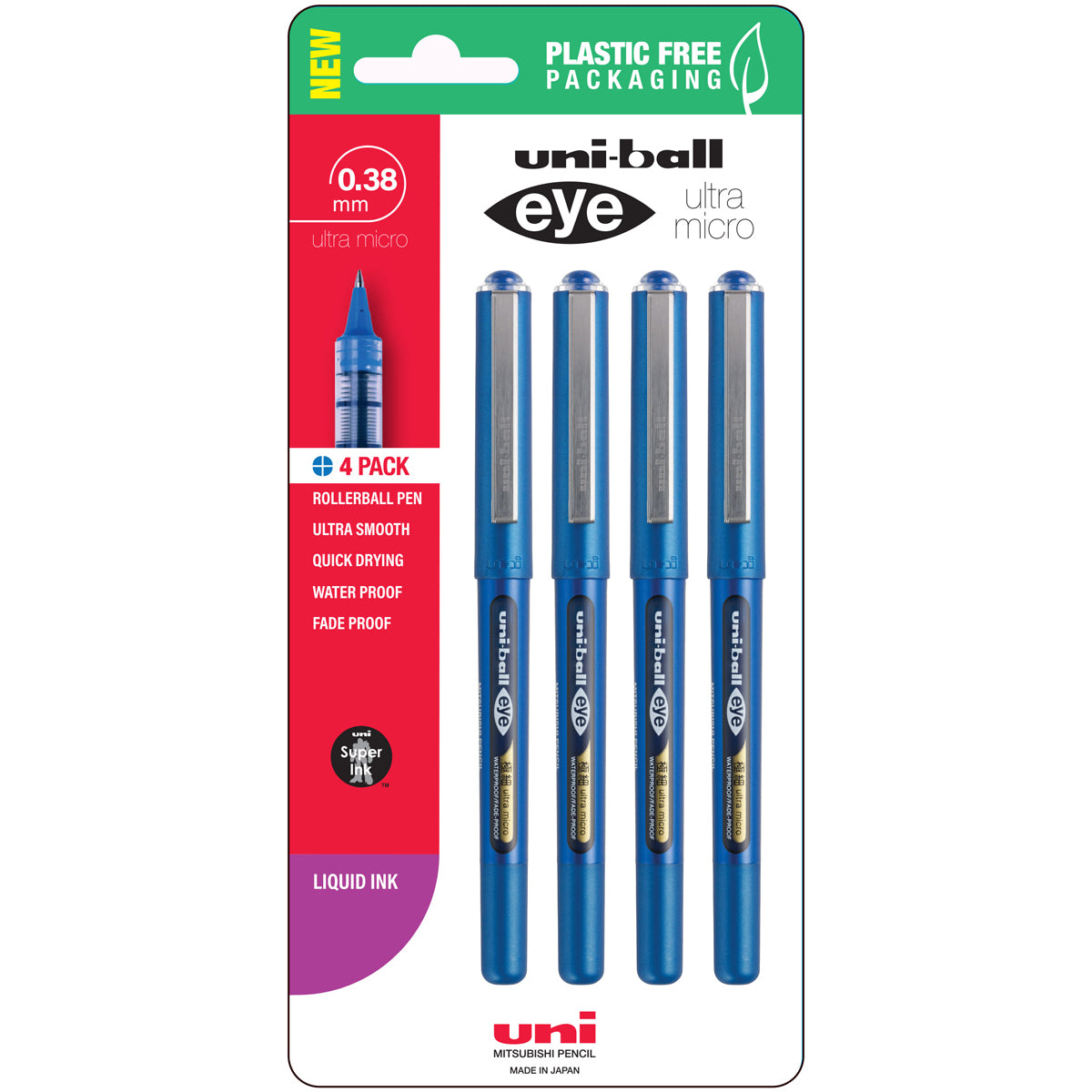 Uni Eye 0.38mm Ultra Micro Capped Pens Set of 4