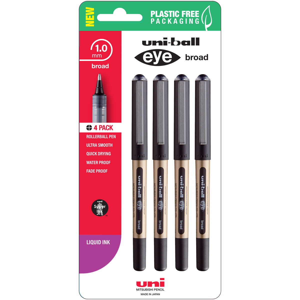 Uni Eye 1.0mm Broad Capped Pens Set of 4