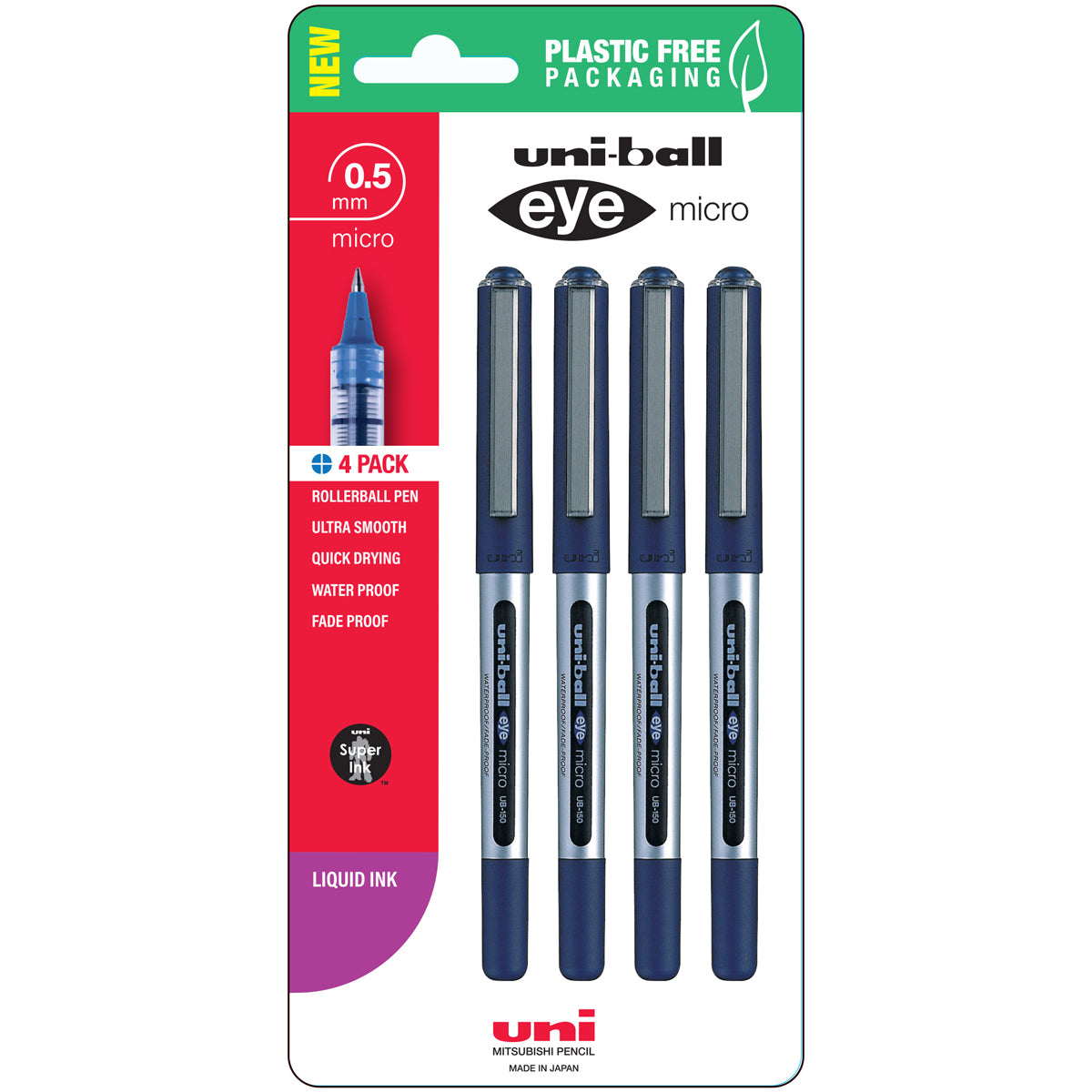 Uni Eye 0.5mm Micro Capped Pens Set of 4