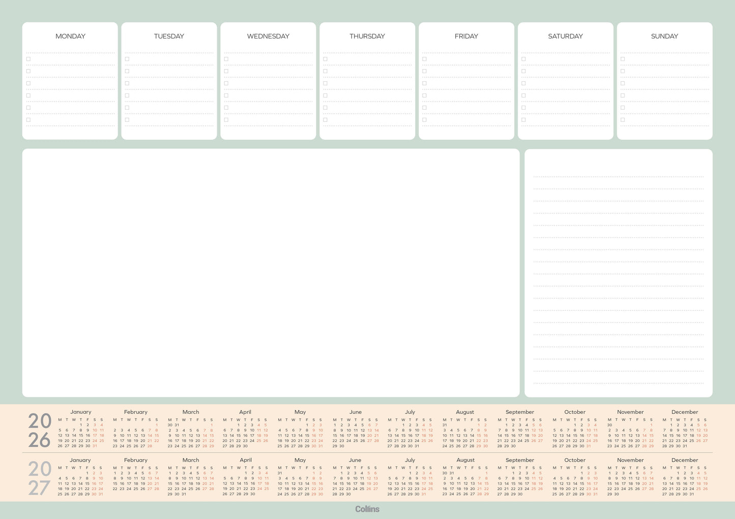 Collins A3 Desk Pad 50 Sheet Even Year