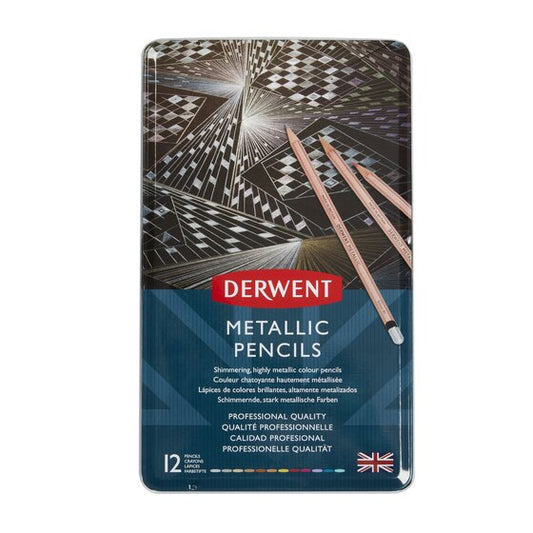 Derwent Metallic Pencils Tin Of 12