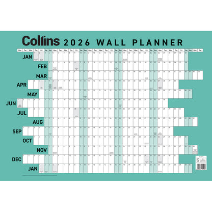 Collins Wallplanner A2 Laminated Even Year