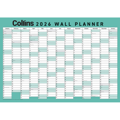 Collins Wallplanner A2 Laminated Even Year