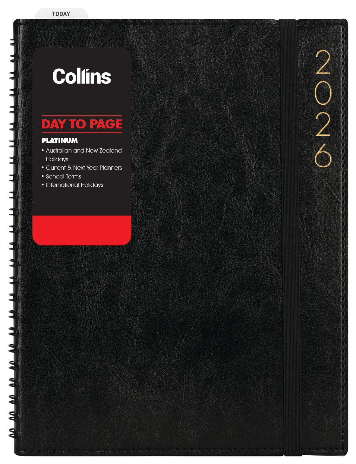 Collins Platinum A41 Day to Page Diary Black Wiro Even Year
