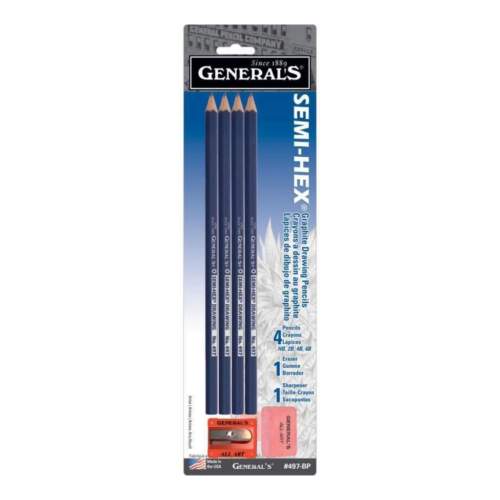 General's Classic Graphite Drawing Pencils Set of 4 with Eraser & Sharpener