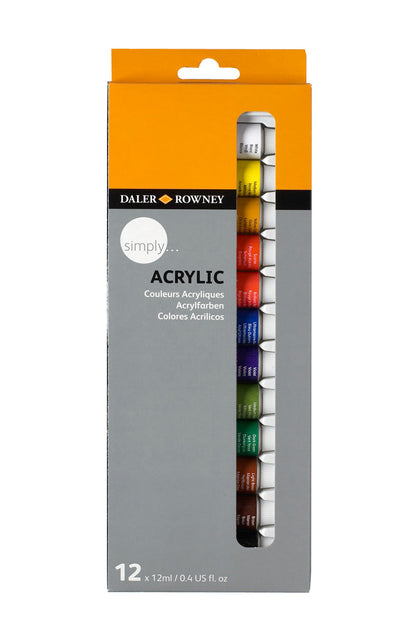 Daler Rowney Simply Acrylic 12x12ml Paint Set