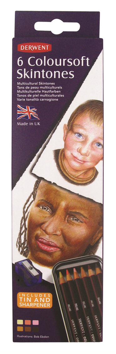 Derwent Skintone Coloursoft Pencils Tin Of 6