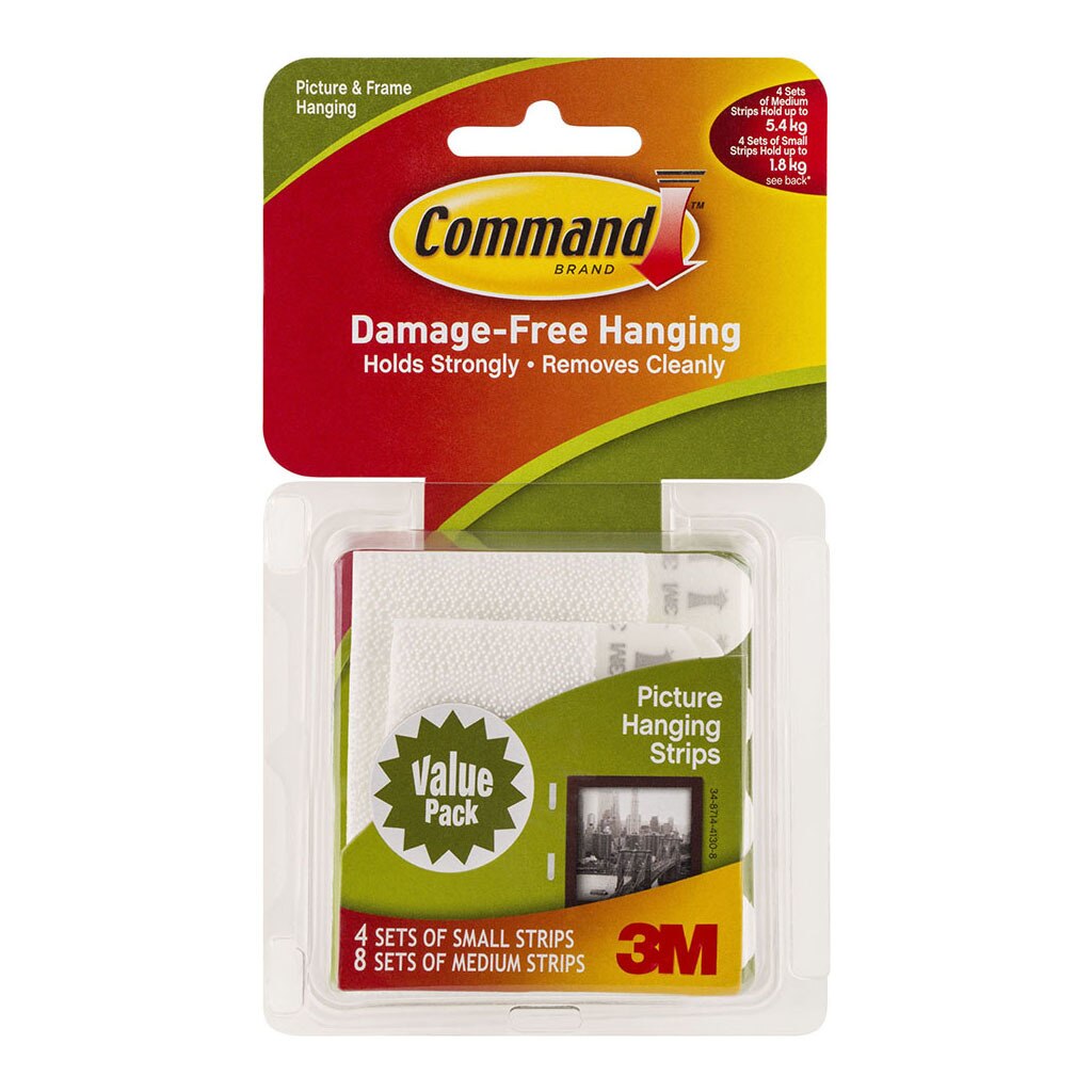 Command Strips Picture Hanging 17203 Assorted White Pack Of 12 Pairs