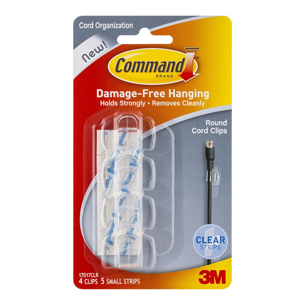 Command Clips Round Cord 17017clr Clear Pack Of 4