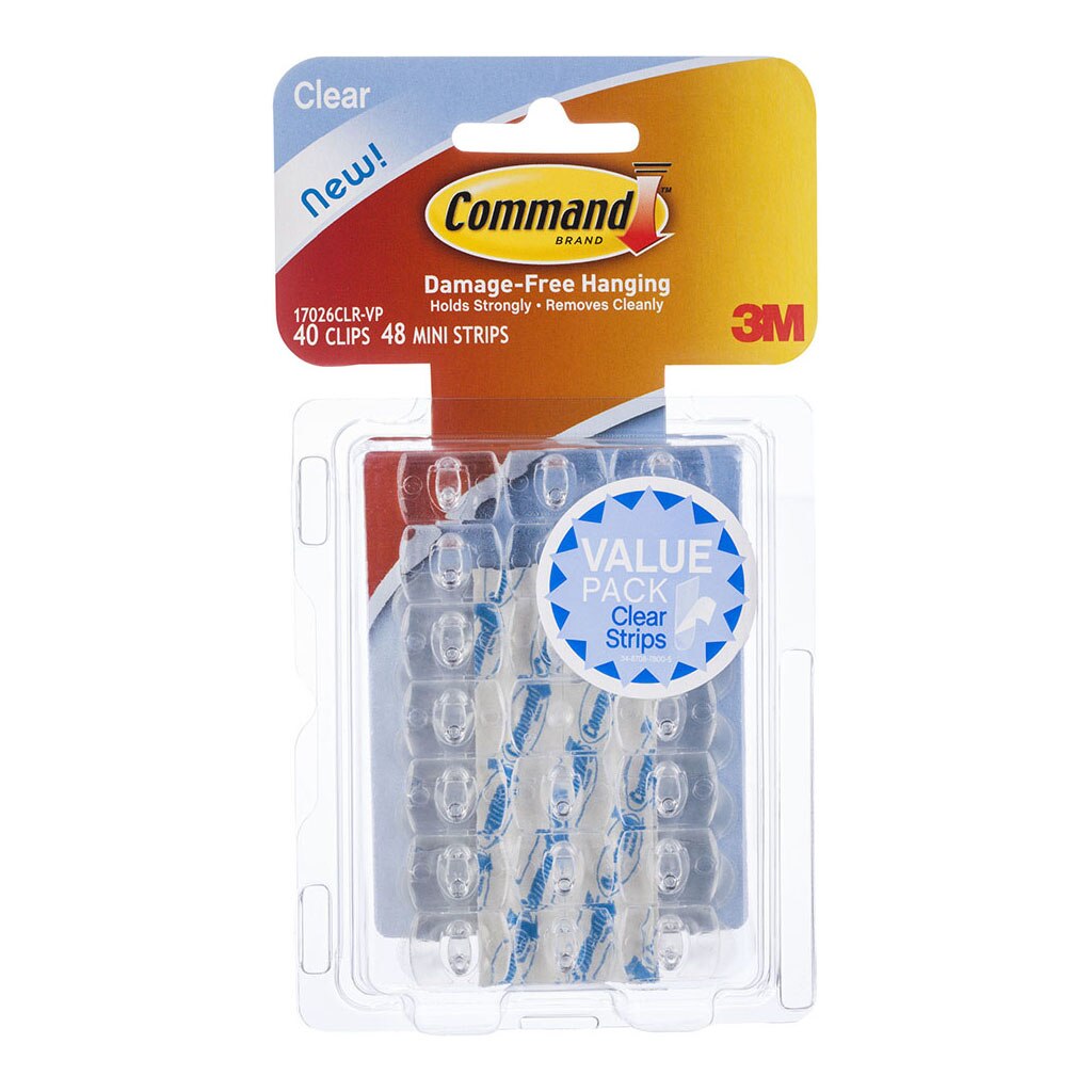 Command Clips Decorating 17026clr-vp Clear Value Pack Of 40