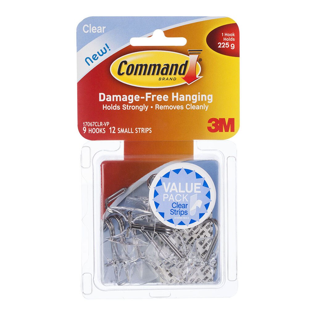 Command Hook 17067clr-vp Small Clear Wire Utensil Value Pack Of 9