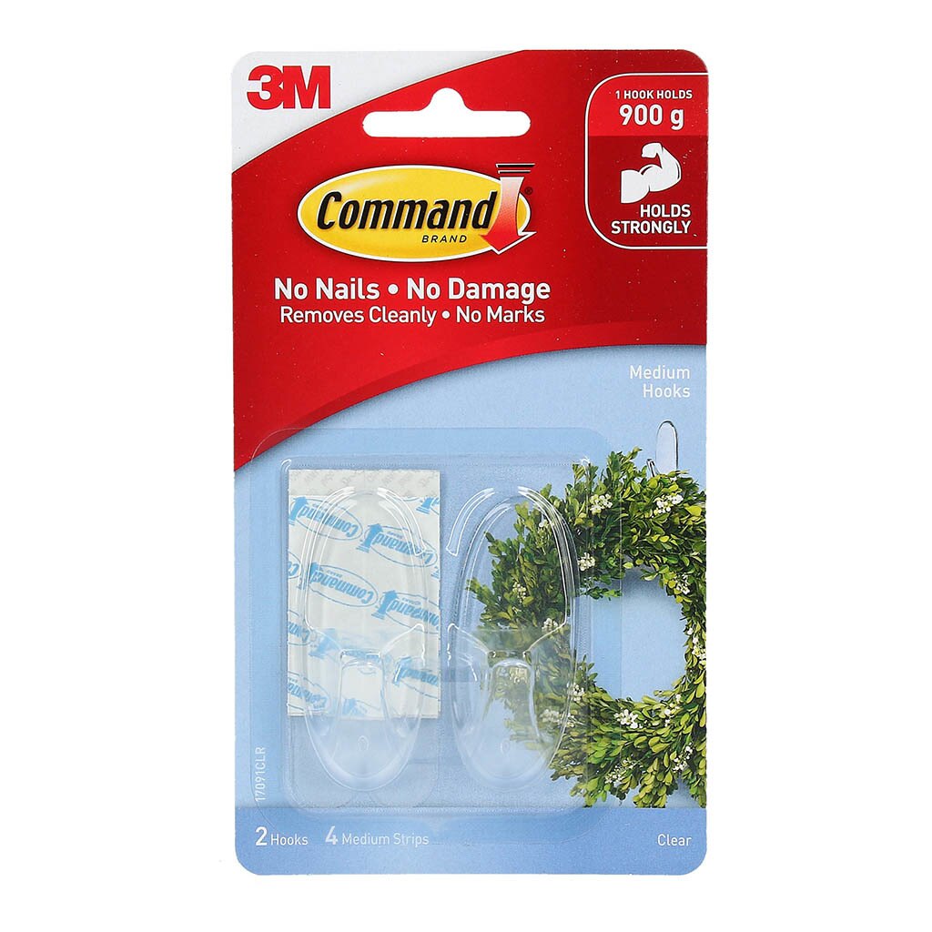Command Hook 17091clr Medium Clear Pack Of 2