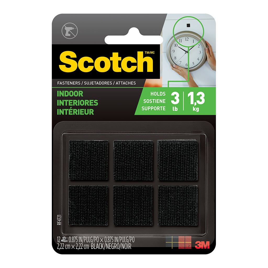 Scotch Fastener Rf4721 Indoor Size 22mm X 22mm Black Pack 6