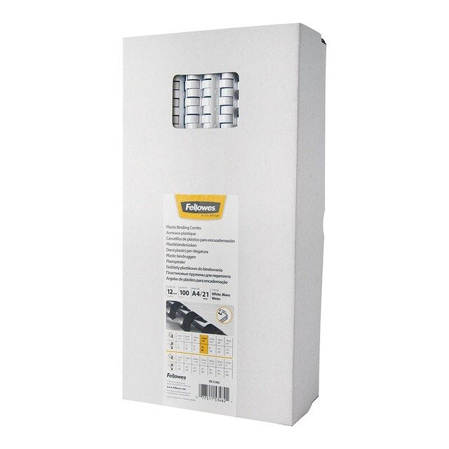 Fellowes Plastic Binding Combs 12mm Pack Of 100