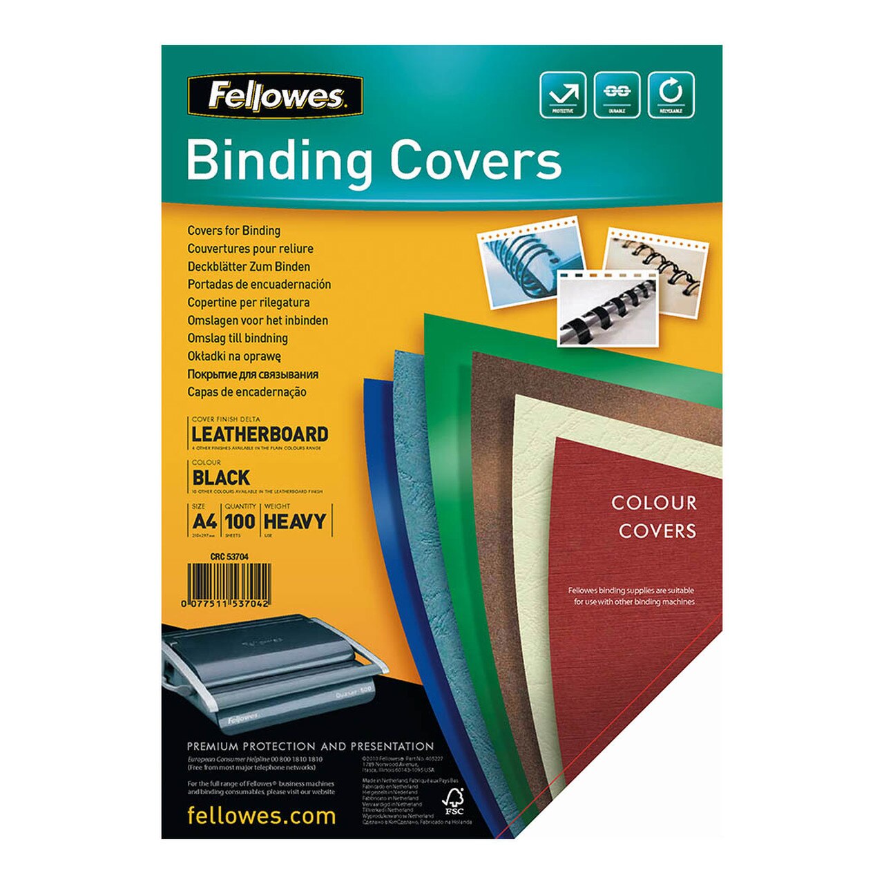 Fellowes Binding Covers A4 250gsm Pack Of 100