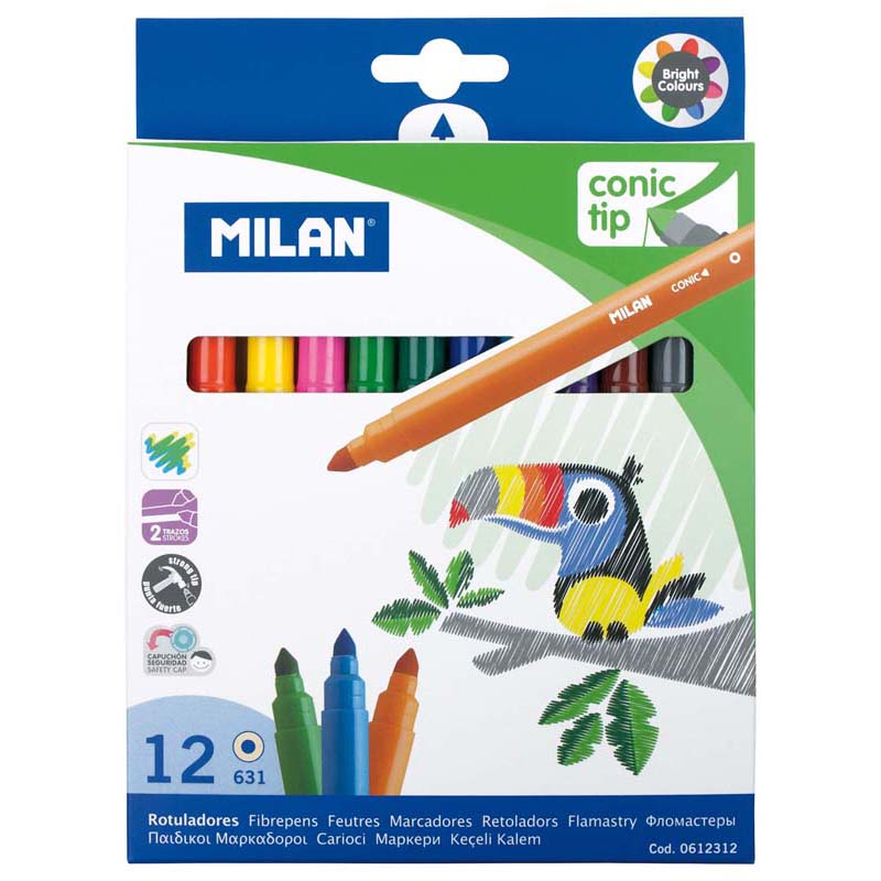 Milan Conic Tip Fibre Pens Set of 12