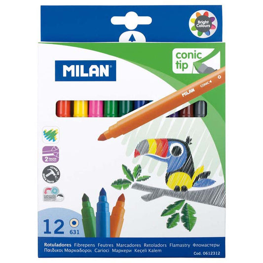 Milan Conic Tip Fibre Pens Set of 12