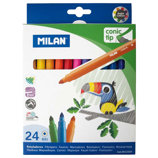 Milan Conic Tip Fibre Pens Set of 24