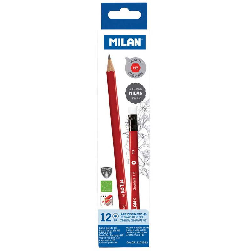 Milan Triangular Graphite Pencils Set Of 12 With Eraser