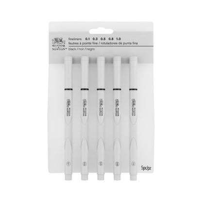 Winsor & Newton Black Fineliners Set Of 5 Assorted Sizes