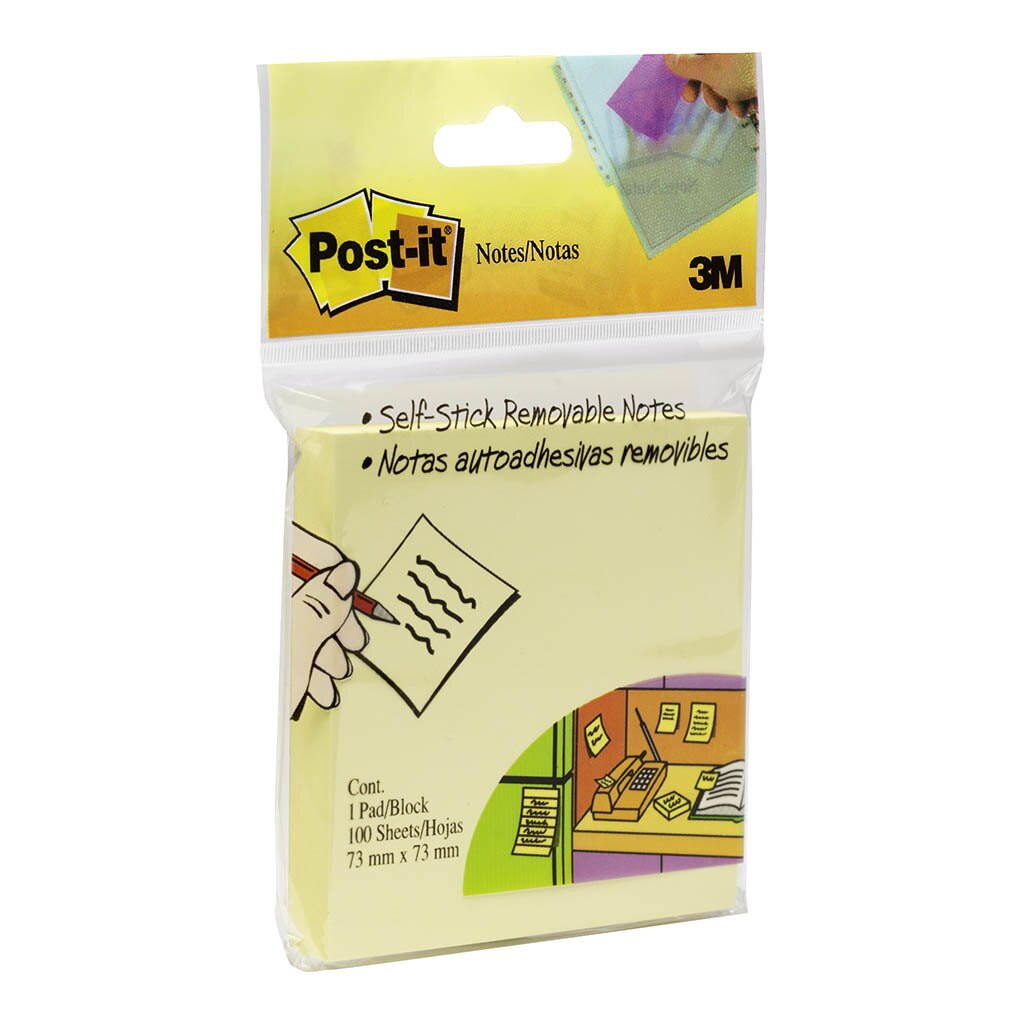 Post-it Notes Yellow 654-hby 76x76mm Retail Pack 100 Sheets