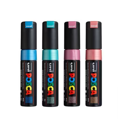 Uni Posca PC-8K 8.0mm Bold Chisel Tips Metallic Markers Set of 4