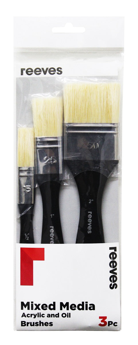 Reeves Mixed Media Hog Brushes - Set of 3