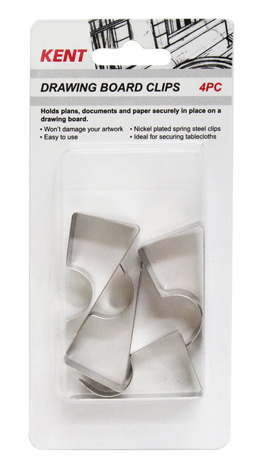 Kent Drawing Board Clips Pack Of 4