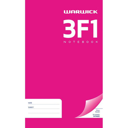 Warwick Notebook 3f1 32 Leaf Ruled 12mm 165x100mm