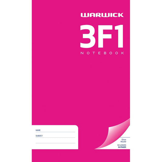 Warwick Notebook 3f1 32 Leaf Ruled 12mm 165x100mm