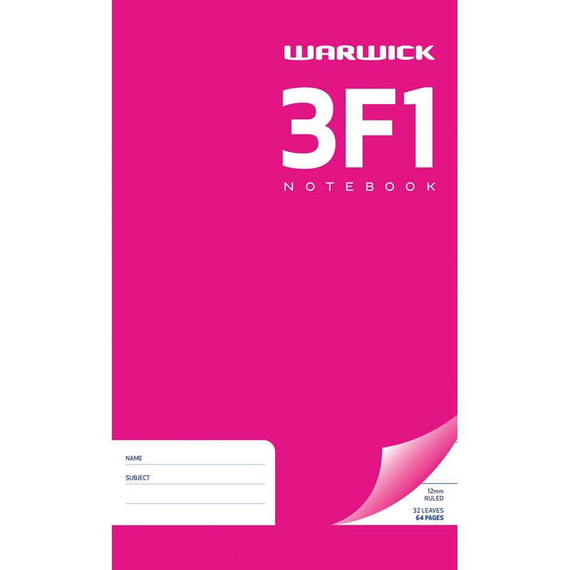 Warwick Notebook 3f1 32 Leaf Ruled 12mm 165x100mm