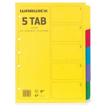 Warwick Divider 15z8 A4 5 Tab Coloured