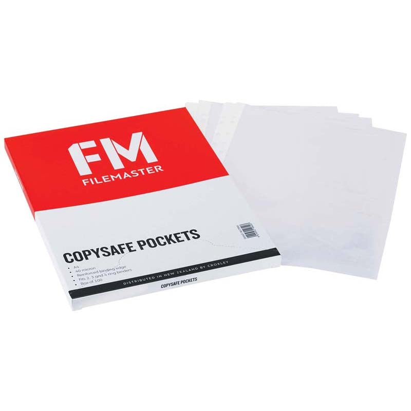 FM Pocket Copysafe Size A4 40 Micron Box 100 Clear Polypropylene
