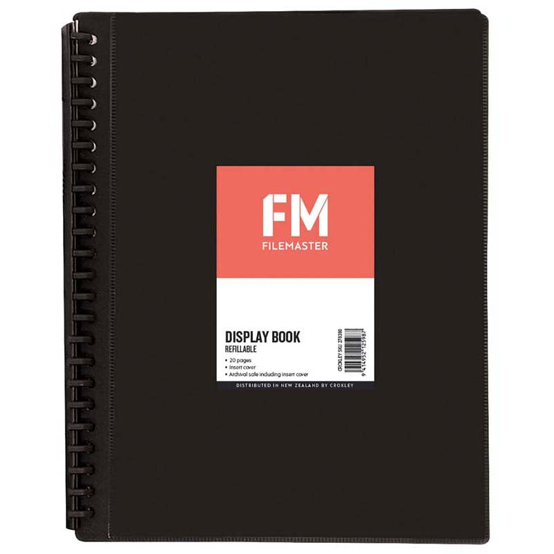 FM Display Book Insert Cover 20 Pocket Refillable Size A4 Polypropylene