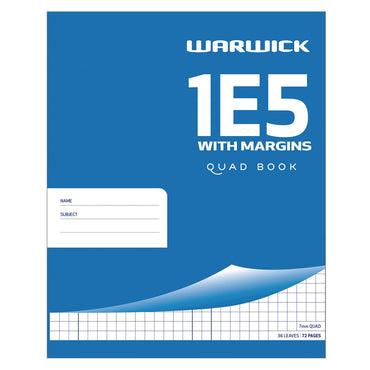 Warwick Exercise Book 1e5 36 Leaf With Margin Quad 7mm 255x205mm