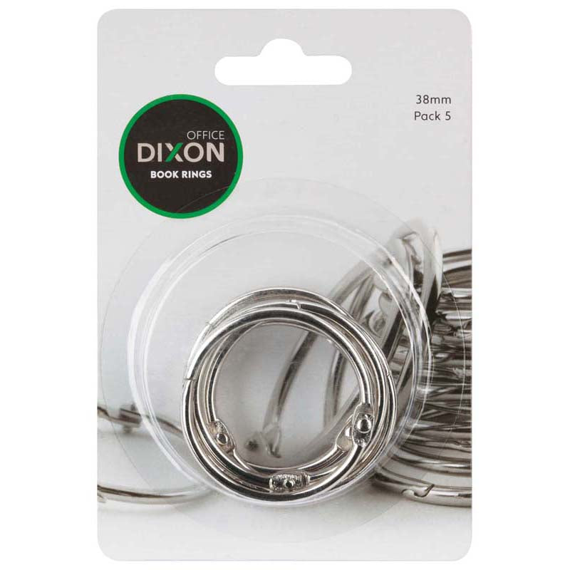 Dixon Book Rings Size 38mm 5 Pack Silver