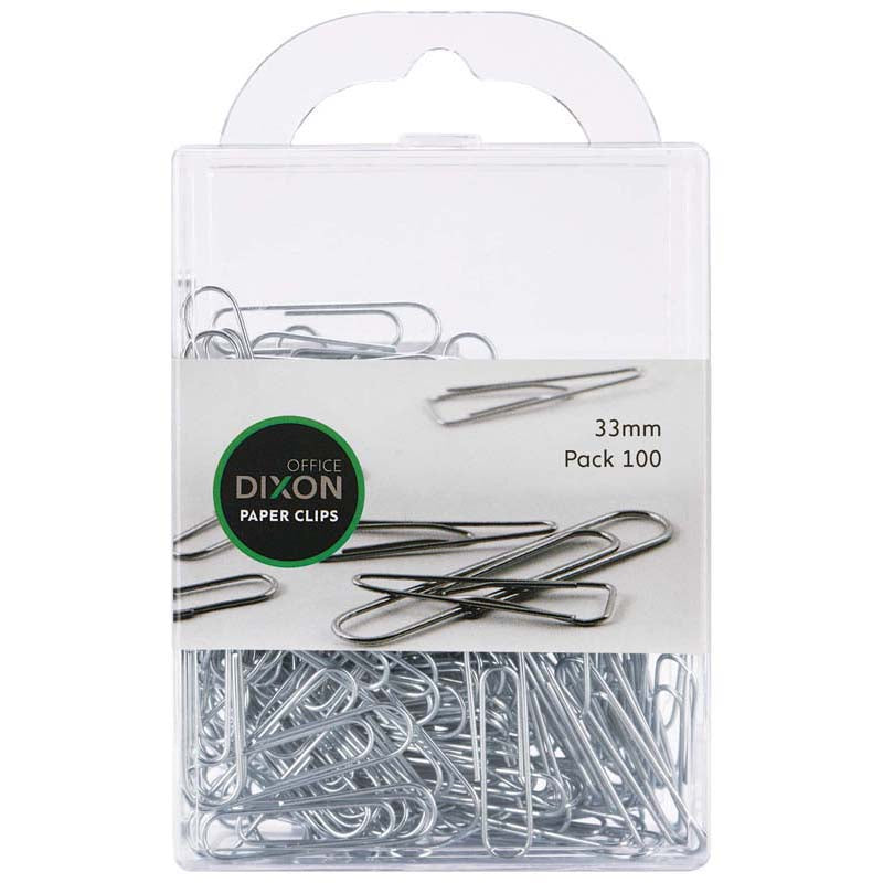 Dixon Paper Clips Size 33mm Pack Of 100 Round Silver