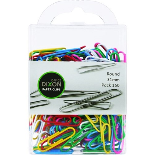 Dixon Paper Clips Size 31mm Round Coloured Pack Of 150