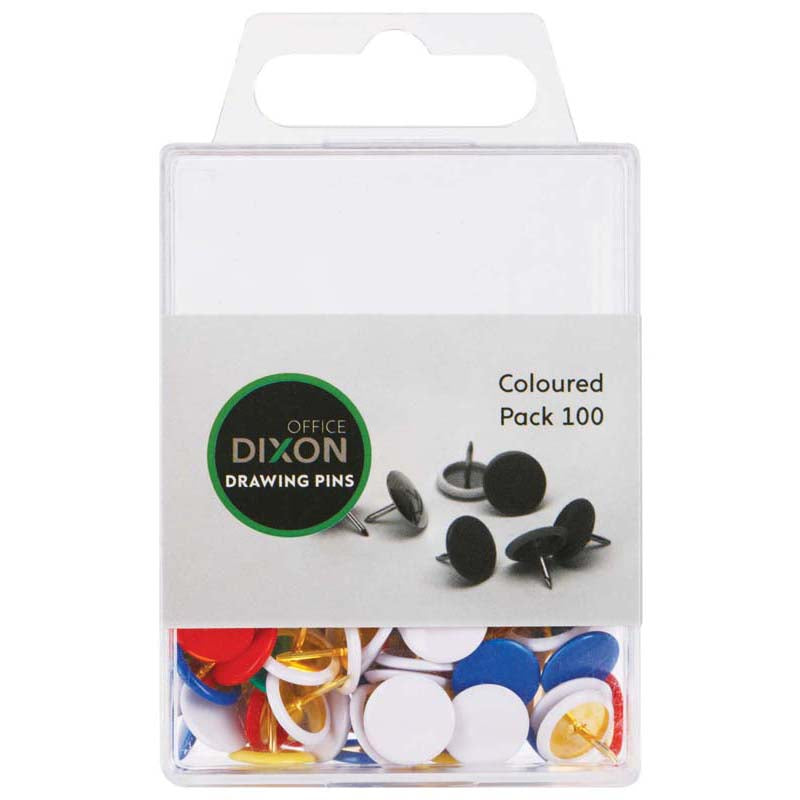 Dixon Drawing Pins Multi Coloured Pack 100